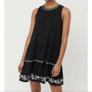 Loft tiered black mini dress